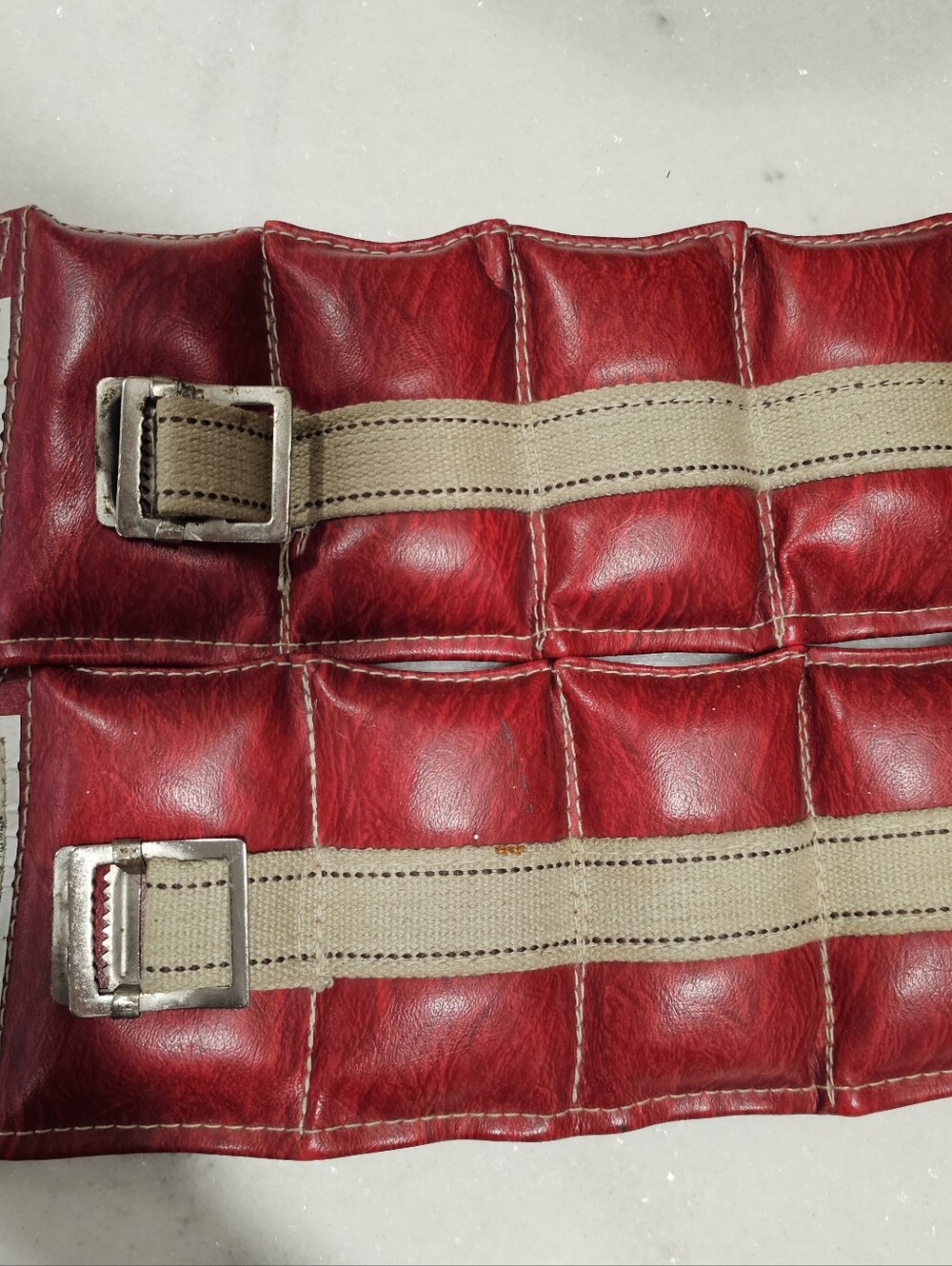 Vintage DP Red Vinyl Ankle/Wrist Weights Set 2.5 lbs Each 5 lbs Total Adjustable